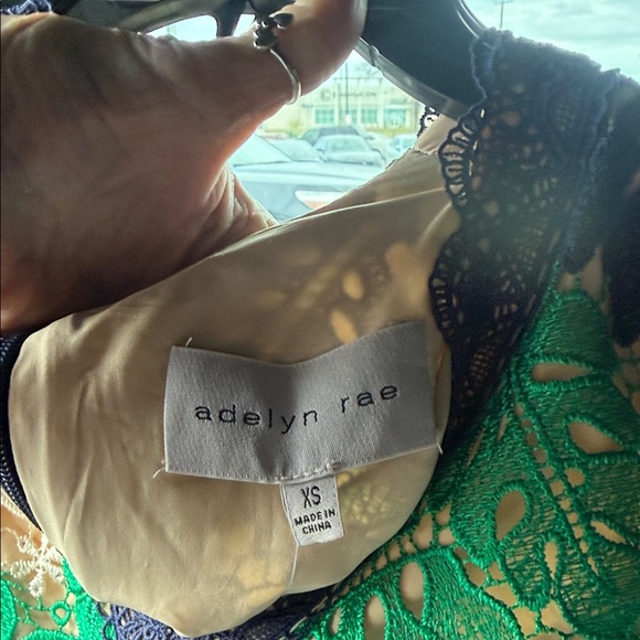 Adelyn Rae Green and Navy Lace Dress - Picture 2 of 6